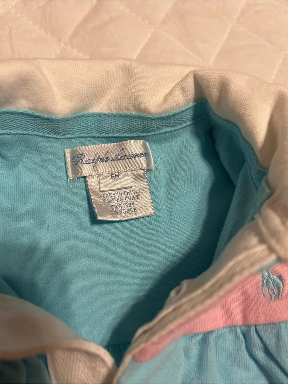 Ralph Lauren Pink & AquaStriped Polo Romper